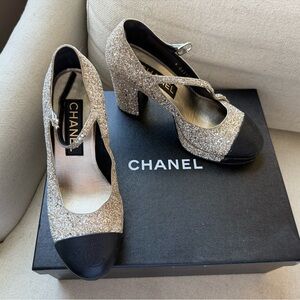 Chanel Gold and Black Women's Shoes